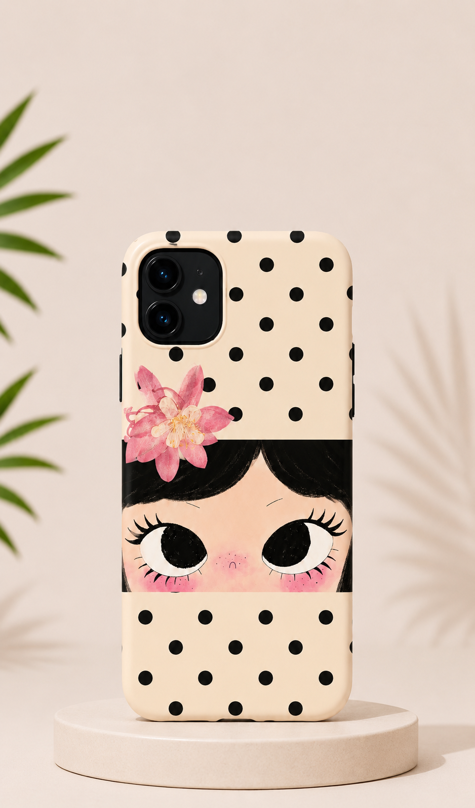 Funda Kasea de lunares con ilustración femenina