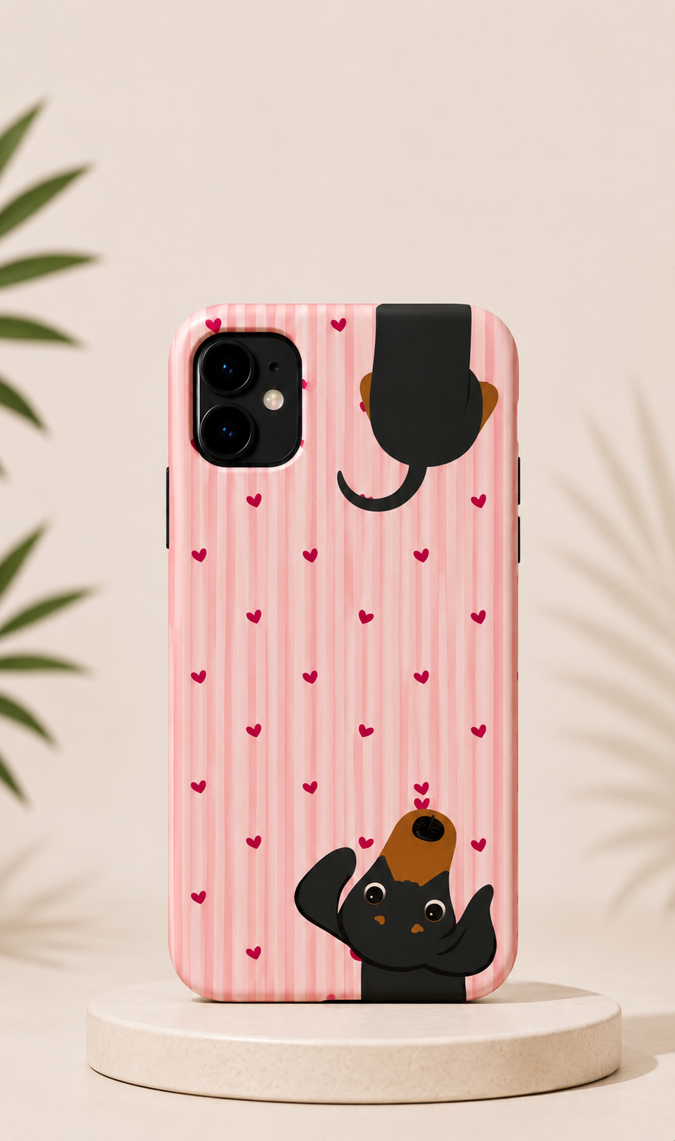 Funda Kasea rosa con corazones y gato